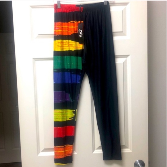 Lily By Firmiana Plus Size Rainbow Leg Pants Leggings Size 4XL - Picture 1 of 6